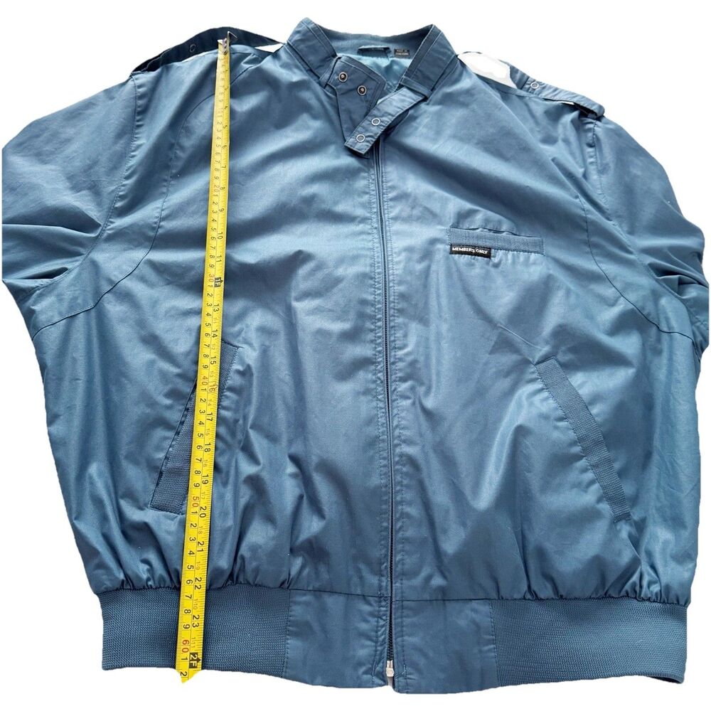 Vtg Members Only Cafe Racer Teal Blue Green Full Zip Bomber Jacket 44 L Large - Picture 3 of 16